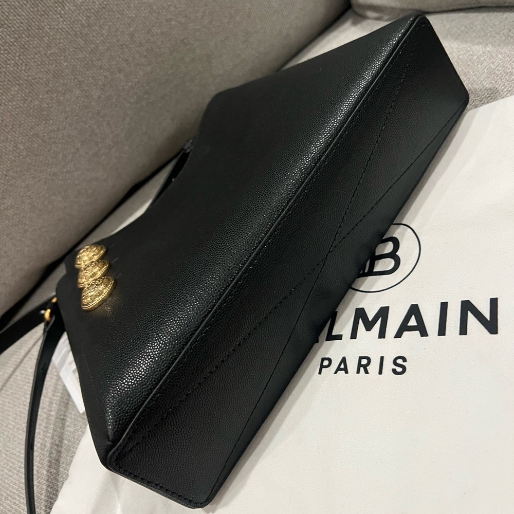 New Balmain black leather gold button embleme bag - Picture 6 of 13